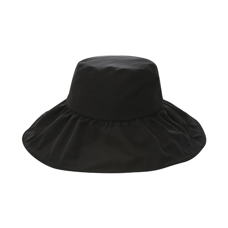 2022 vinyl face covering sunscreen hat women's summer bucket hat UV protection big brim sunshade sun hat one piece