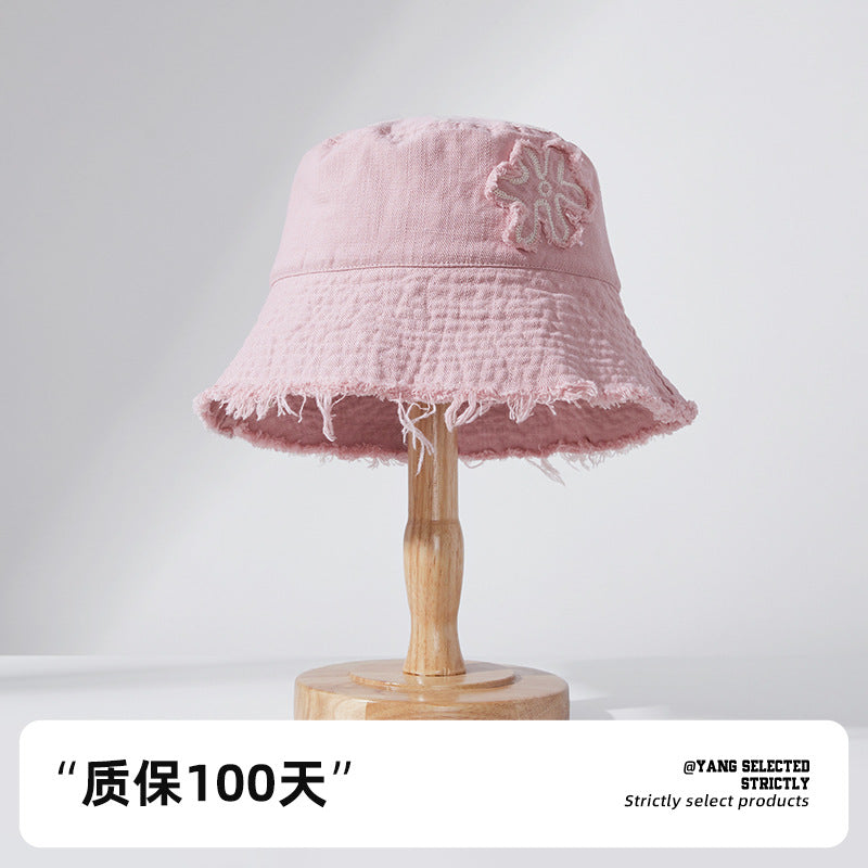 Classmate Yang bucket hat women's 2024 new summer big brim anti-ultraviolet sun hat sun hat