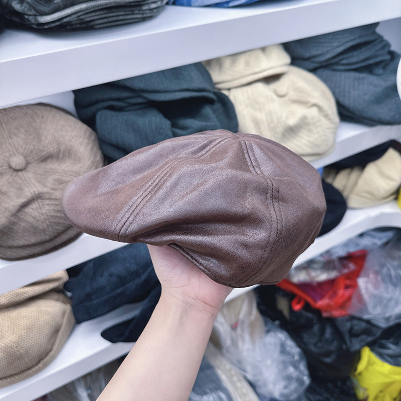 Wholesale Korea 2024 new old leather soft leather forward hat men and women Korean version cap children autumn and winter