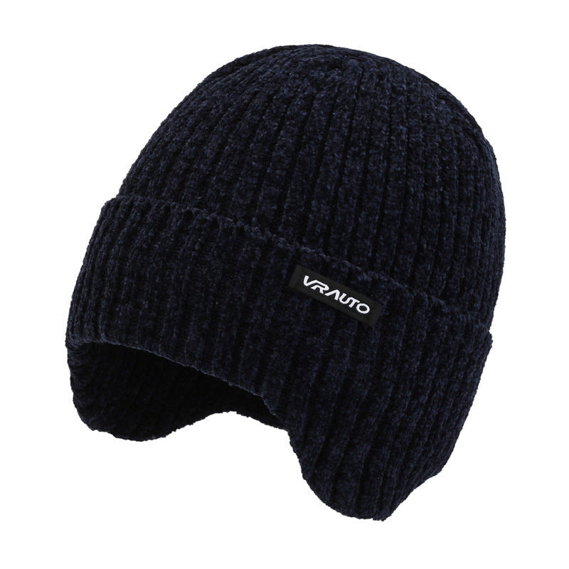 Winter men's hat outdoor cycling cold-proof velvet warm knitted hat ear protection neck cover integrated wool hat