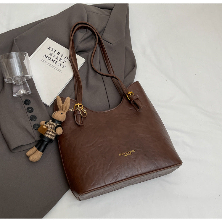 Winter new large-capacity tote bag women's 2024 minimalist style retro fashion underarm bag foreign style fashionable shoulder bag