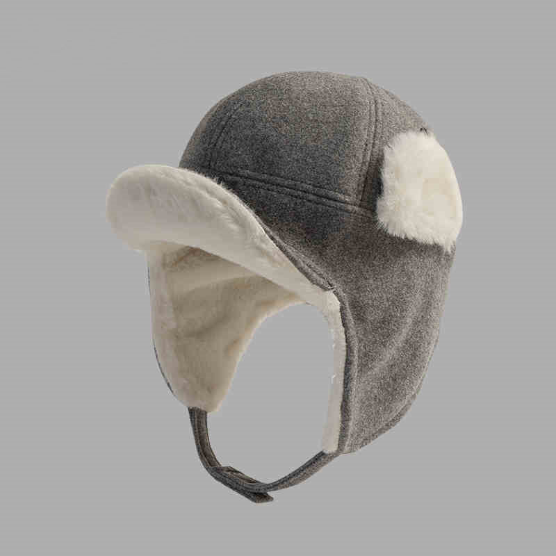 Warm woolen Lei Feng hat children autumn and winter skiing thickened cold protection ear protection flying hat plush Northeast cotton hat men