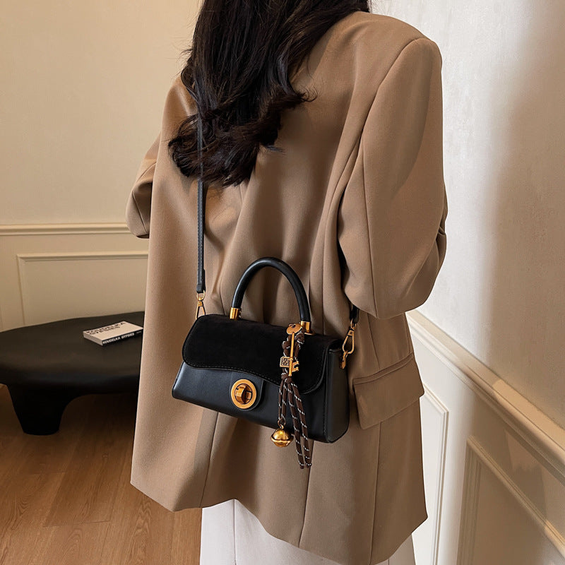 Winter portable commuter bag women's 2024 new trendy retro small square bag simple foreign style single shoulder oblique span bag