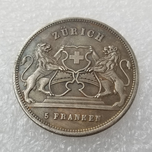 Commemorative Coin 1859 Brass Material Swiss Silver Plated Silver Dollar Silver Round Collection 659 #