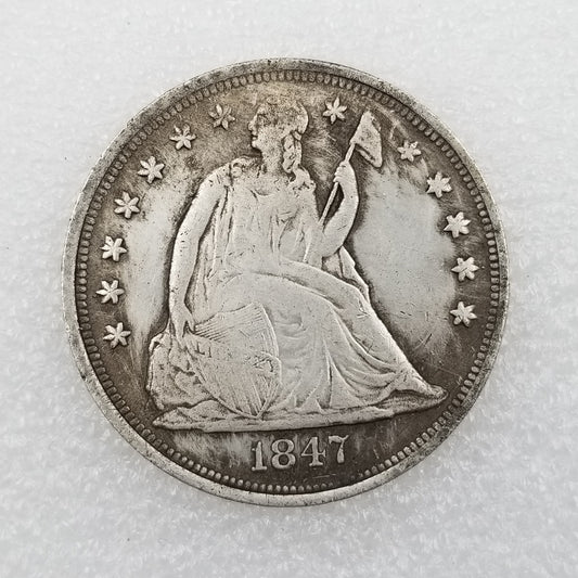 Commemorative coin 1847 brass material American brass silver plated old silver dollar wholesale #025