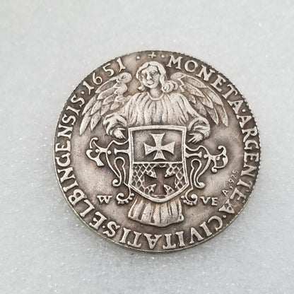 Commemorative Coin 1651 Brass Material Brass Silver Plated Old Silver Dollar Silver Round Collection #2326