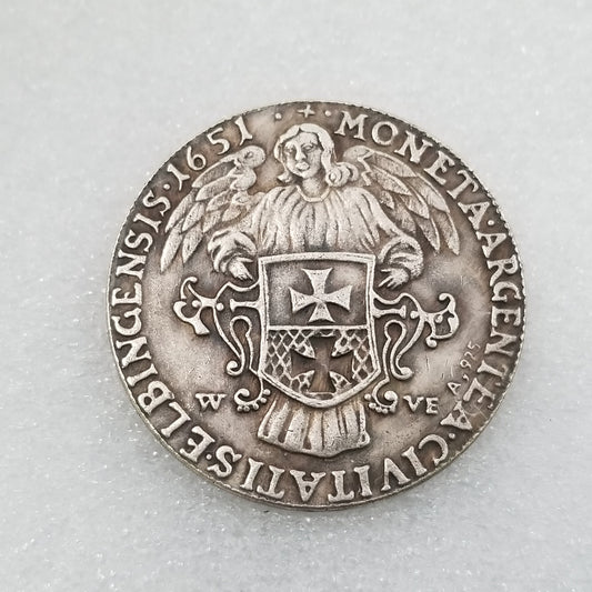Commemorative Coin 1651 Brass Material Brass Silver Plated Old Silver Dollar Silver Round Collection #2326