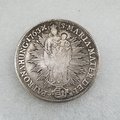 Commemorative Coin 1763 Brass Material Brass Silver Plated Old Silver Dollar Silver Round Collection #2070