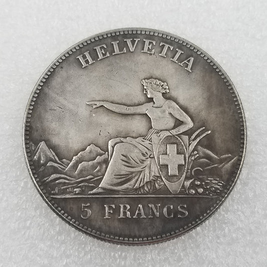 Commemorative Coin 1863 Brass Swiss 5 Commemorative Coin, Commemorative Medal Imitation Silver #1792
