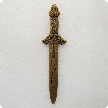 Commemorative coin 16.8cm brass, sword knife, decorative pendulum pendant #T0043