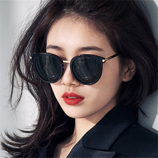 2023 fashion Korean version street shot sunglasses wholesale women's large frame sunglasses personalized round frame sunglasses