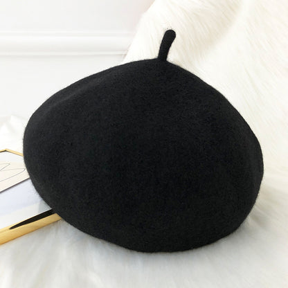 Woolen beret female British retro Korean version Japanese versatile bud hat octagonal hat children autumn and winter versatile