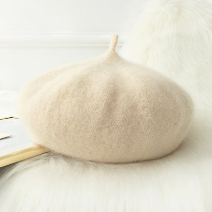 Woolen beret female British retro Korean version Japanese versatile bud hat octagonal hat children autumn and winter versatile