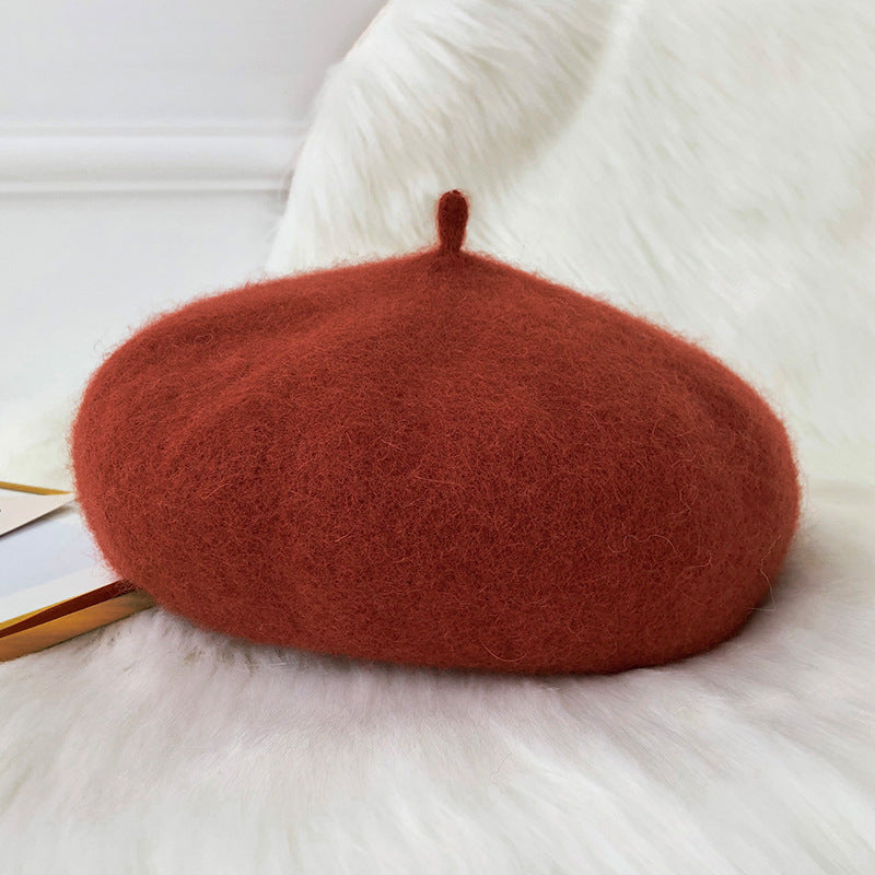 Woolen beret female British retro Korean version Japanese versatile bud hat octagonal hat children autumn and winter versatile