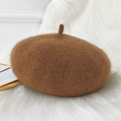 Woolen beret female British retro Korean version Japanese versatile bud hat octagonal hat children autumn and winter versatile