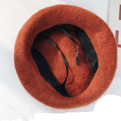 Woolen beret female British retro Korean version Japanese versatile bud hat octagonal hat children autumn and winter versatile