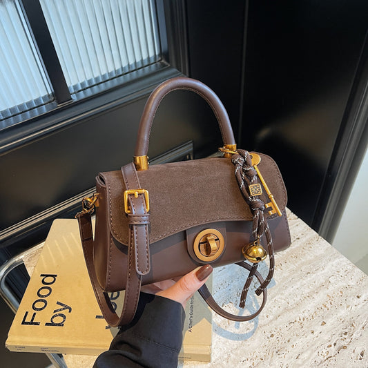 Winter portable commuter bag women's 2024 new trendy retro small square bag simple foreign style single shoulder oblique span bag