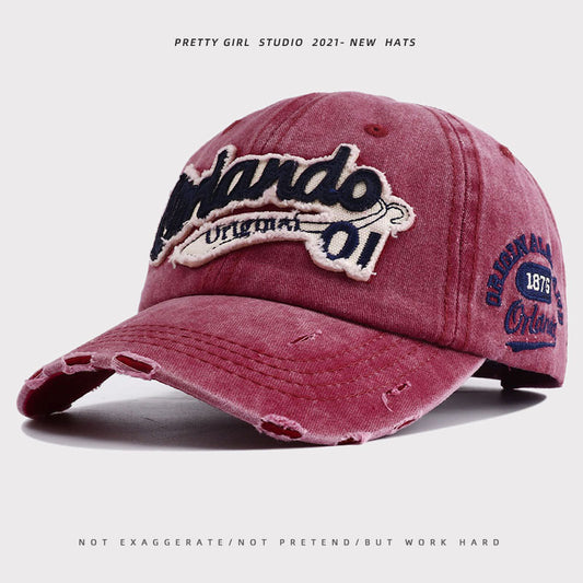 2023 new hat girls versatile retro baseball cap men's high-end foreign trade washed denim cap