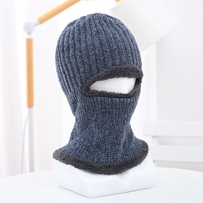 Winter men's hat outdoor cycling cold-proof velvet warm knitted hat ear protection neck cover integrated wool hat