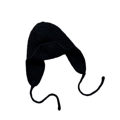 Wool hat women's autumn and winter warm fashion Korean versatile solid color simple windproof knitted hat outdoor travel ear protection