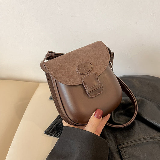 2023 autumn and winter fashion mini portable shoulder bag women's plaid splicing retro messenger small square bag texture mobile phone bag