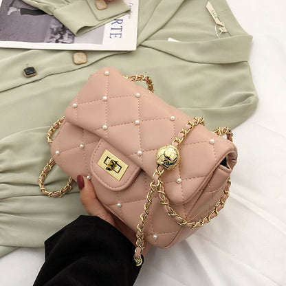2022 new bag women's trendy fashion shoulder bag diamond small fragrant style versatile messenger bag small golden ball women's bag