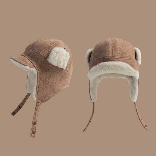 Warm woolen Lei Feng hat children autumn and winter skiing thickened cold protection ear protection flying hat plush Northeast cotton hat men