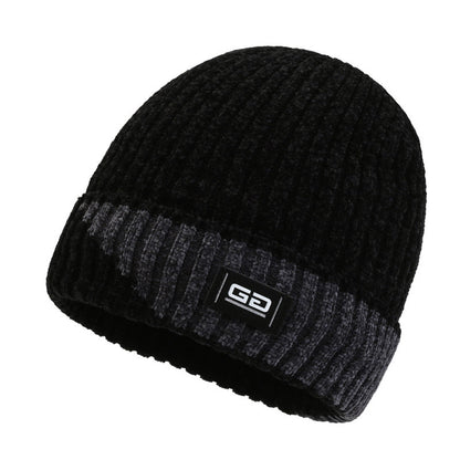 Winter warm knitted wool hat men's fleece thickened hat young students cycling cold ear hat foreign trade