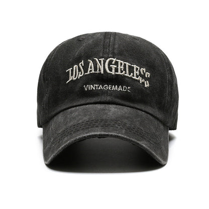 Women's big head circumference baseball cap old washed hat men's American wide brim retro small face trend embroidered cap