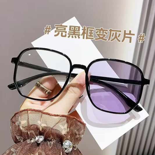 2023 new polygon advanced color-changing glasses one mirror three-purpose high definition color-changing myopia glasses anti-blue light
