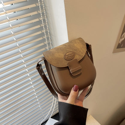 2023 autumn and winter fashion mini portable shoulder bag women's plaid splicing retro messenger small square bag texture mobile phone bag
