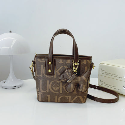 Women's high-end printed small bag Women's 2025 new large-capacity commuter shoulder crossbody vegetable basket bucket bag