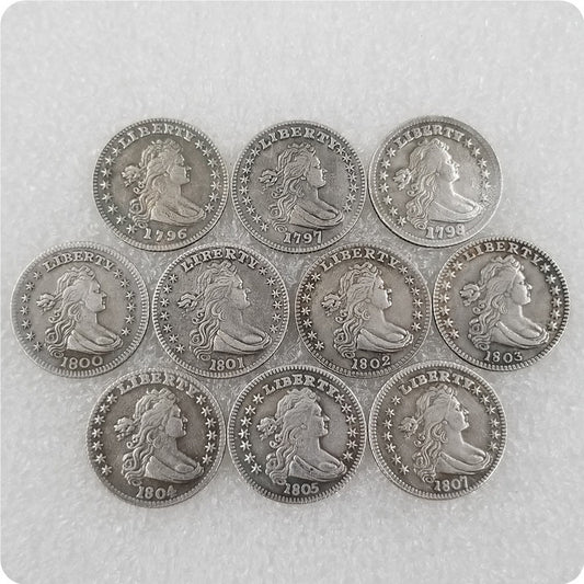 10 different brass parts optional antique crafts 1796-1807 American coins commemorative coins