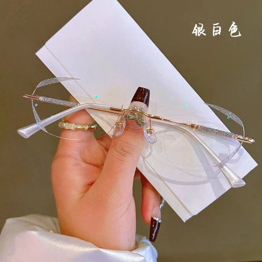 2022 new fashion age-reducing starlight fine flash women's reading glasses ultra-light metal diamond trimmed anti-blue mirror