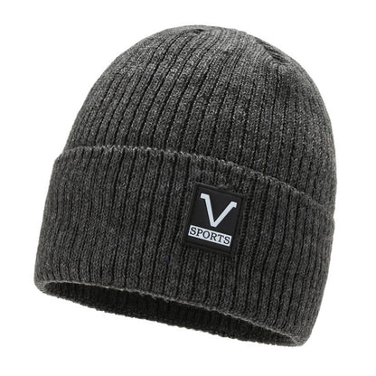 Winter new knitted hat men's fleece thickened warm cover wool hat student riding cold protection ear hat tide