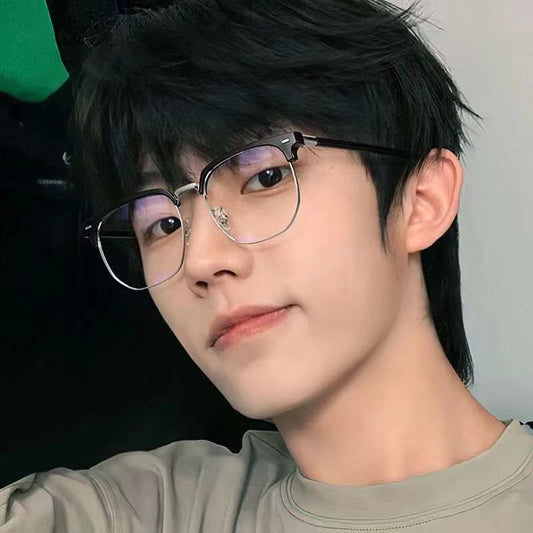 Wenyi style myopia glasses anti-blue light men's student ultra-light spring comfortable half-frame glasses frame women's wholesale