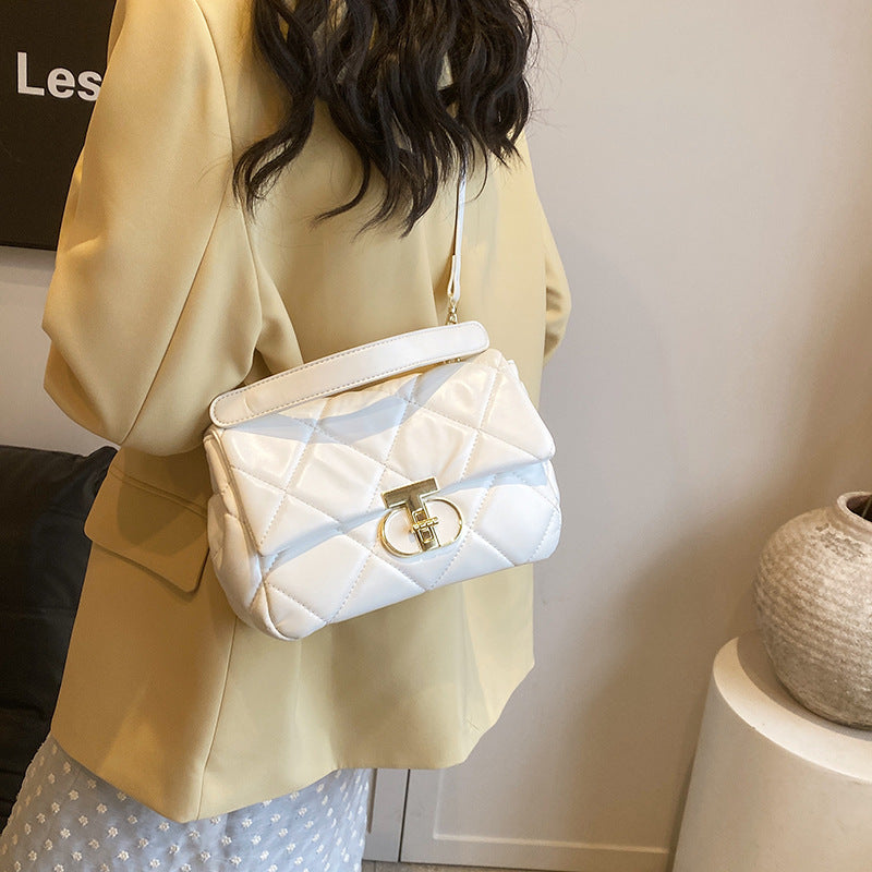 Women's simple texture lock small bag Women's 2025 spring new foreign style ins messenger bag Korean version small square bag