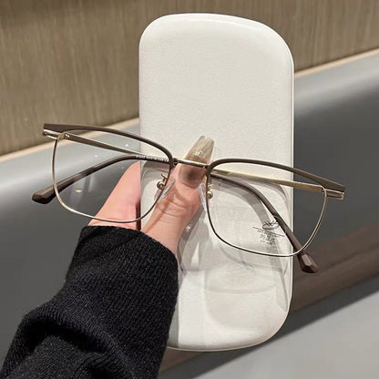 Xiaohongshu same square glasses men's literary and retro half-frame glasses women's versatile cat ear glasses frame anti-blue light glasses
