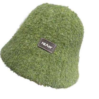 Color fashion show face small knitted basin hat Japanese plain bucket hat women's autumn and winter bucket hat Korean version versatile