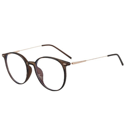 Xiaohongshu transparent tea gold myopia glasses for women can be matched with degrees, square and round faces, plain face artifact, flat mirror holder, big face and thin face