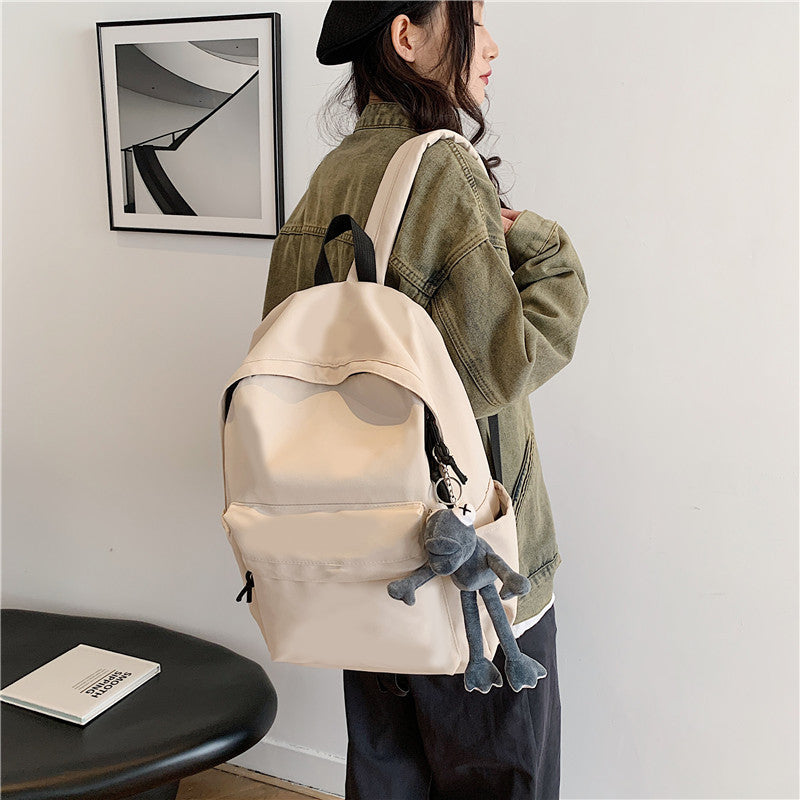College student schoolbag simple solid color computer backpack couple versatile backpack men's large capacity backpack cross-border wholesale