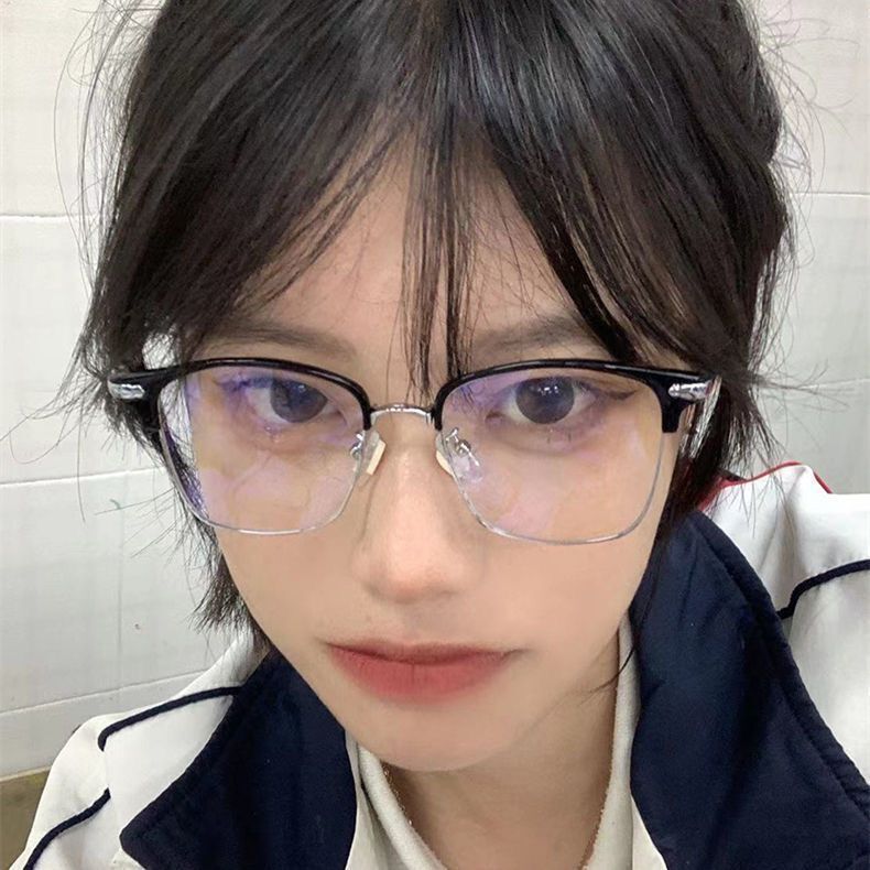 Classic Sven scum student half-frame myopia glasses women can match degree anti-blue light optical glasses frame men