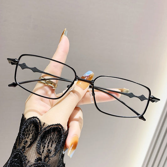 Color-changing fashion anti-blue light metal flat mirror future star-sensing silver frame small square glasses student models can be matched with degrees