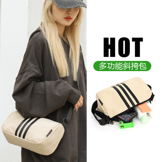 Wholesale new cross-border high-end Oxford cloth shoulder bag fashion trendy brand three-bar women's armpit bag messenger bag