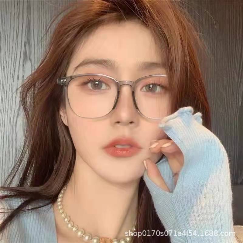 Xiaohongshu popular cold brown glasses frame female anti-blue glasses male flat glasses Internet celebrity no makeup artifact frame