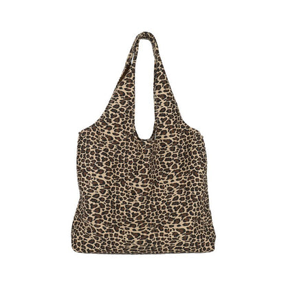 College students commute to class, large-capacity tote bag, women's 2024 new lazy wind leopard print canvas bag, shoulder bag
