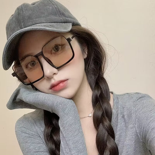 2023 new metal half-frame hanging silk sunglasses plain and thin sunglasses ins style plain and retro sunshade glasses