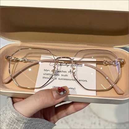 Women's myopia glasses exquisite advanced sense retro small frame big face thin anti-blue light no degree flat mirror wholesale