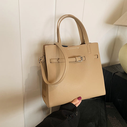 Women's bag 2024 new handbag simple and fashionable shoulder tote bag niche personalized belt buckle messenger bag