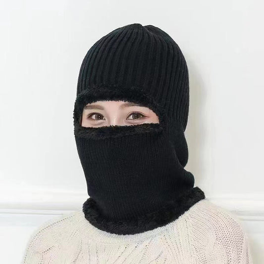 Winter men's hat outdoor cycling cold-proof velvet warm knitted hat ear protection neck cover integrated wool hat